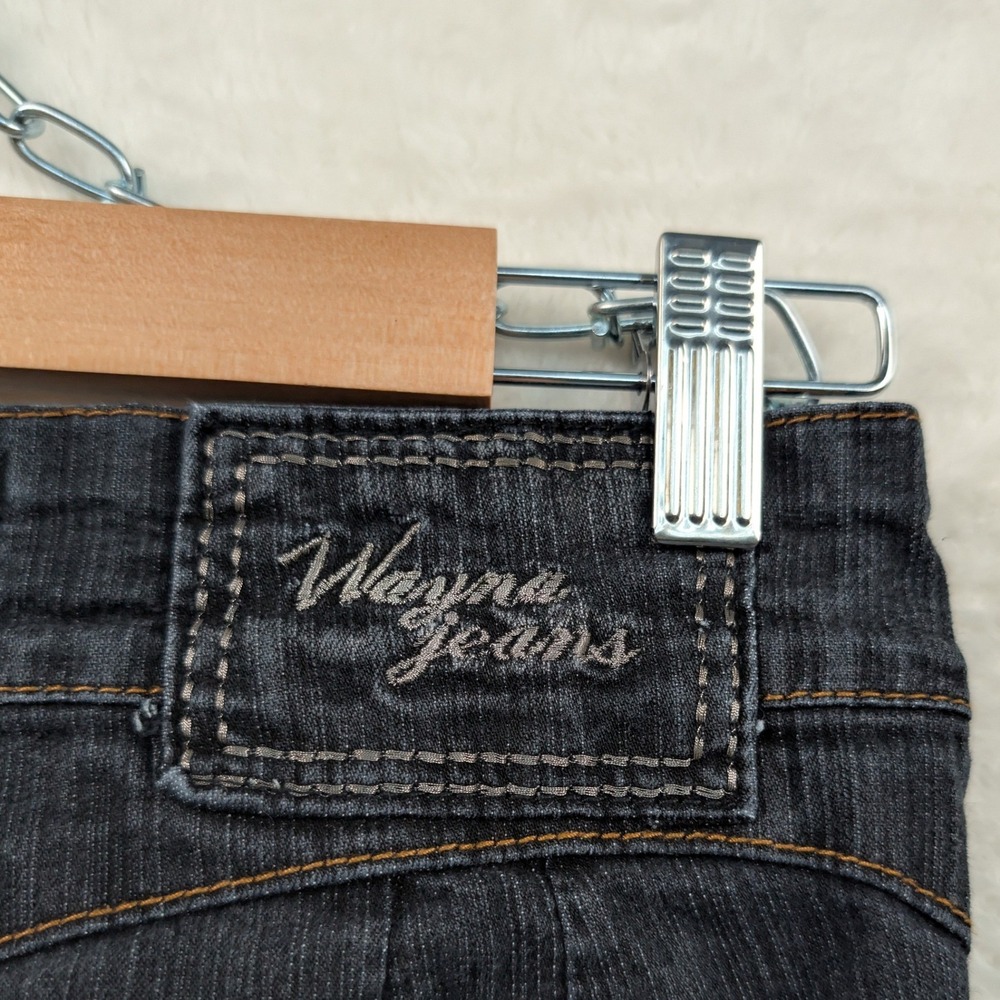 VTG Wanya Jeans Women's 28x33 Black Faded Slim Low Rise Bootcut Embroidered Y2K - Picture 7 of 12